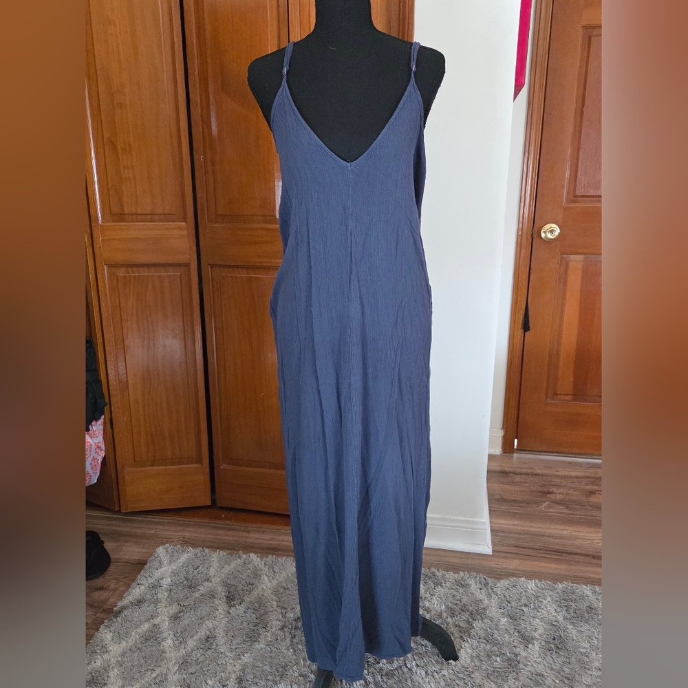 Lovestitch Navy Blue V-Neck Slip Maxi Dress